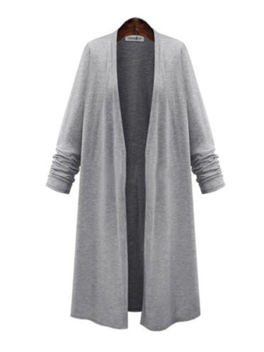 Women's Long Sleeve Cardigan Knit Trench Coat