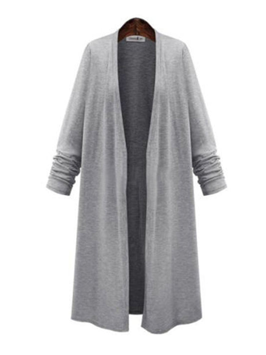 Women's Long Sleeve Cardigan Knit Trench Coat